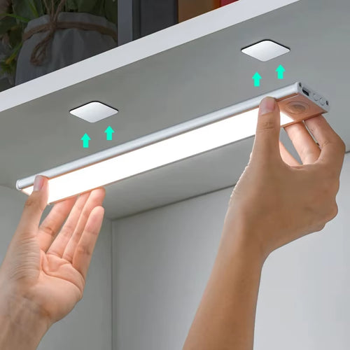 LED Motion Sensor Light Night Light Wireless USB under Cabinet Light for Kitchen Cabinet Bedroom Wardrobe Sensor Indoor Lighting